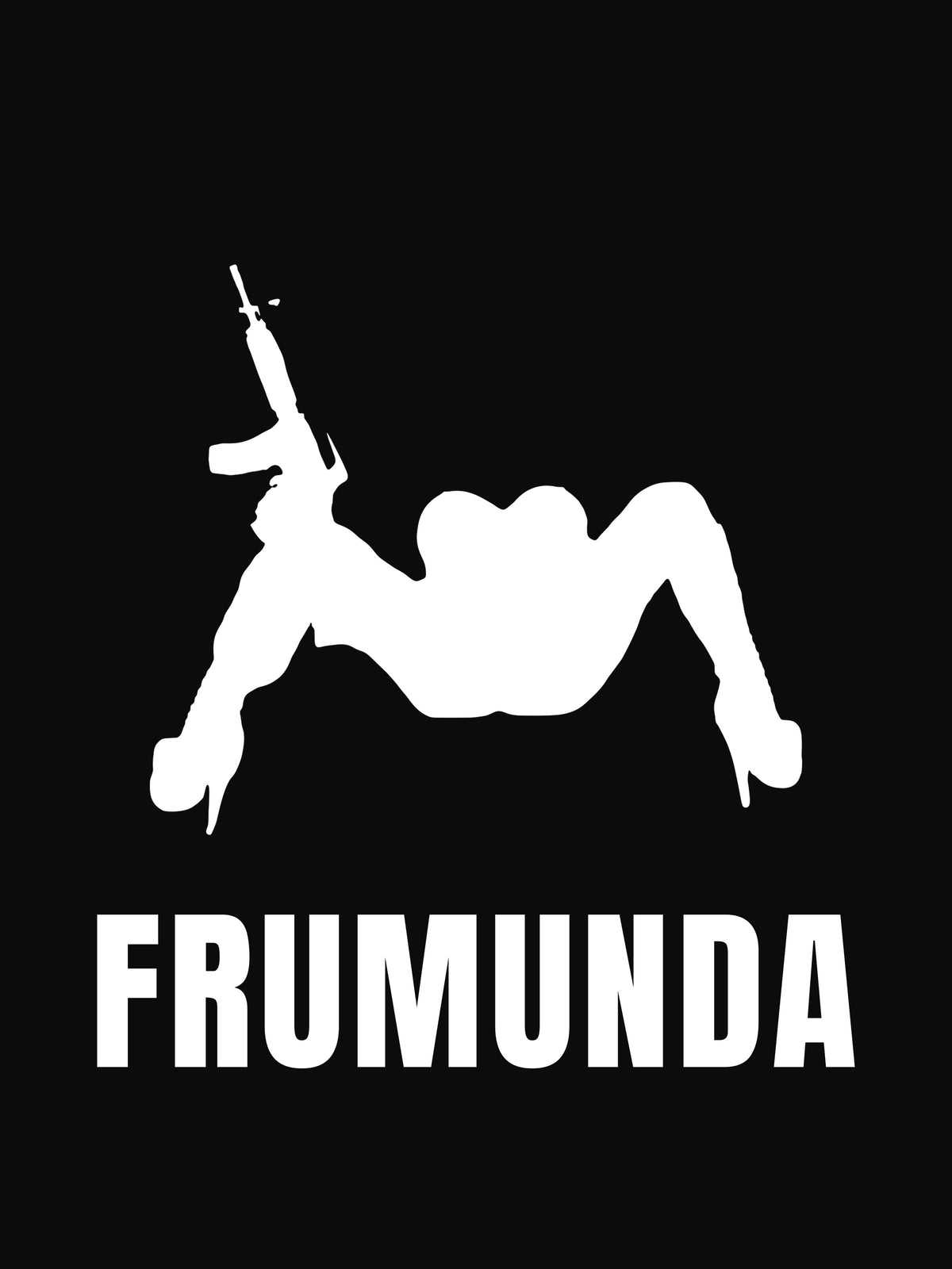 FRUMUNDA black poster design, white logo